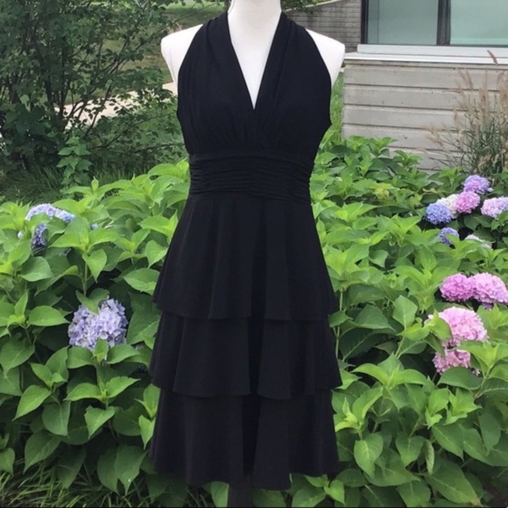 Evan-Picone Black V-Neck Dress
